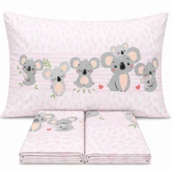 Completo Lenzuola Koala family rosa Piazza e mezzo