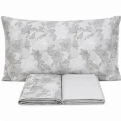 Completo Lenzuola Lilly Foglie Grigio Francese