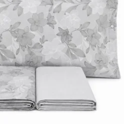 Completo Lenzuola Lilly Foglie Grigio Francese