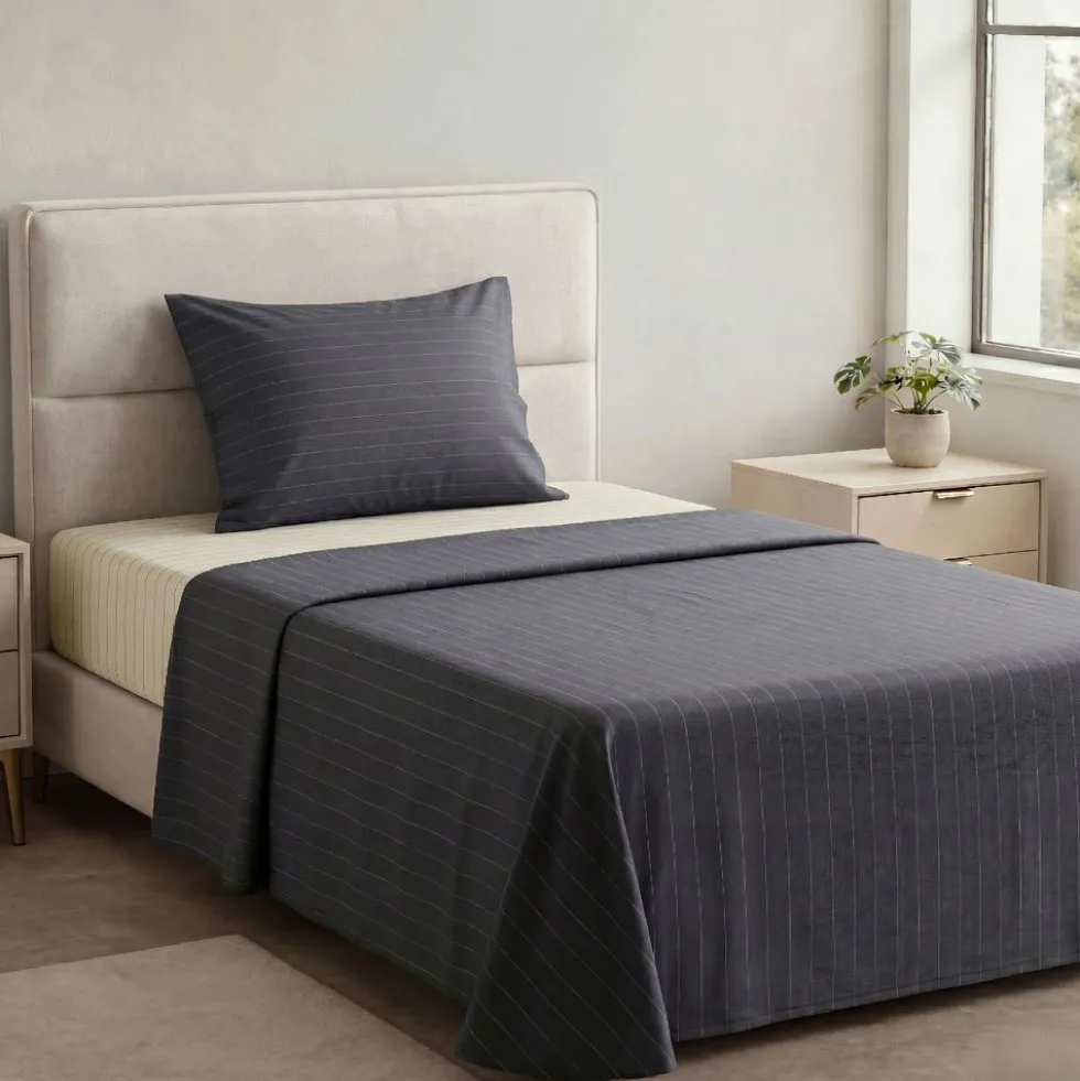 Completo Lenzuola Listra Blu Singolo
