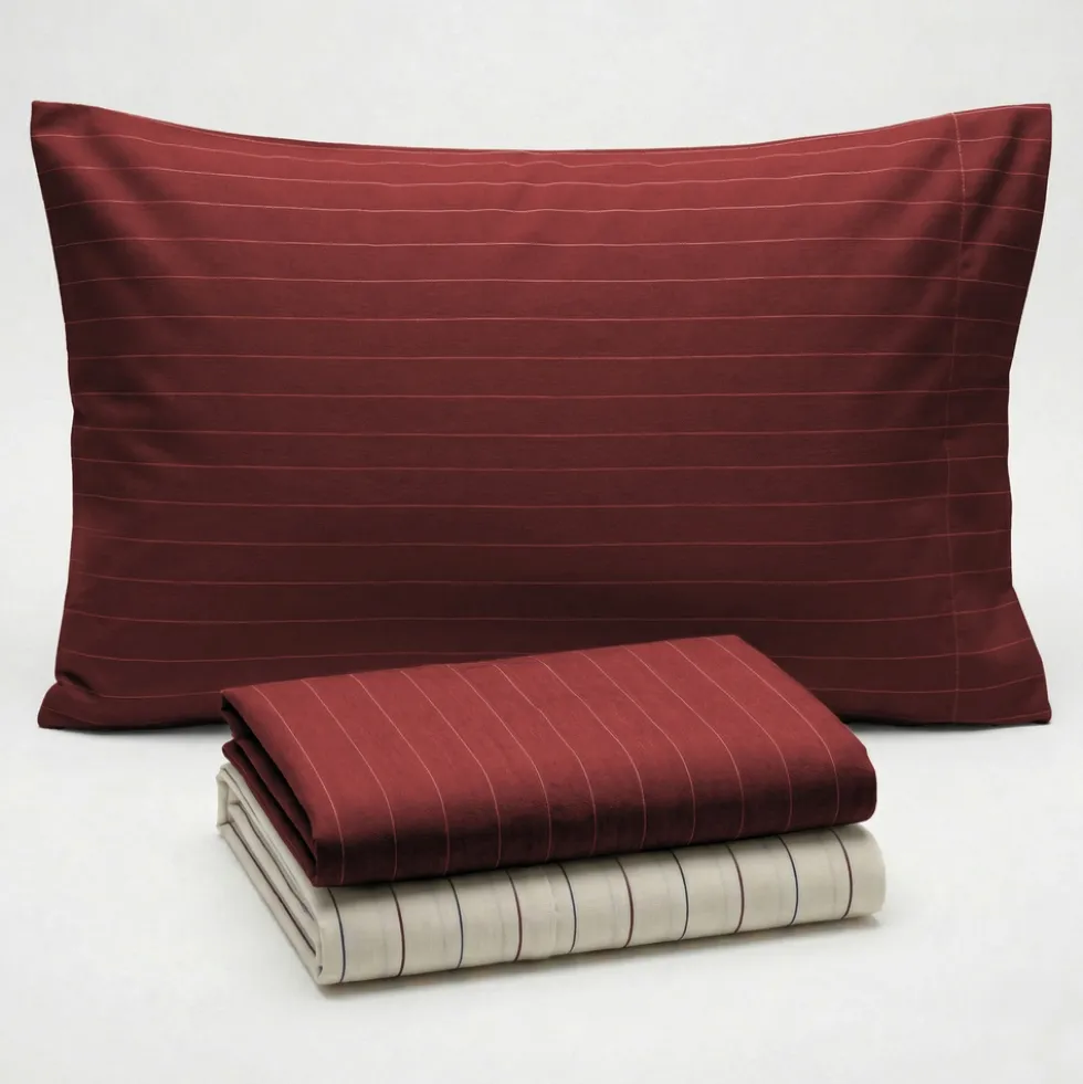 Completo Lenzuola Listra Bordeaux Piazza e mezzo