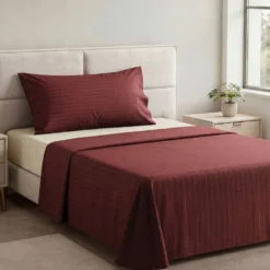 Completo Lenzuola Listra Bordeaux Piazza e mezzo