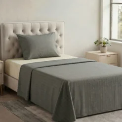 Completo Lenzuola Listra Grigio Singolo