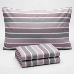 Completo Lenzuola Long riga rosa singolo
