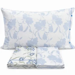 Completo Lenzuola magnolia azzurro piazza e mezzo