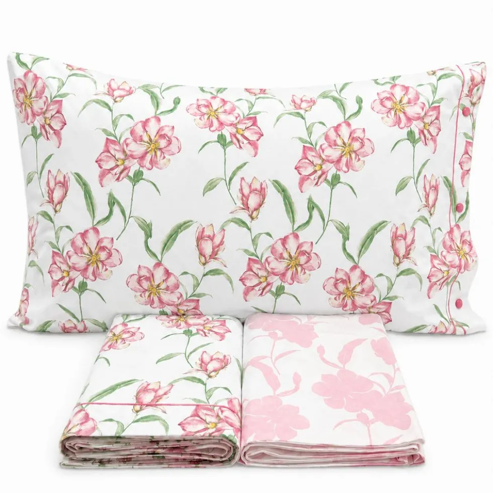 Completo Lenzuola magnolia rosa Singolo