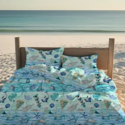 Completo Lenzuola Mare Azzurro Piazza e mezzo