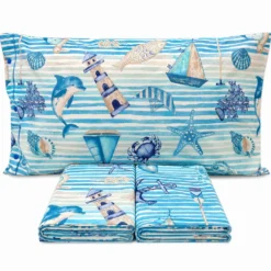 Completo Lenzuola Mare Azzurro Francese