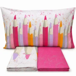 Completo Lenzuola Matite rosa Singolo