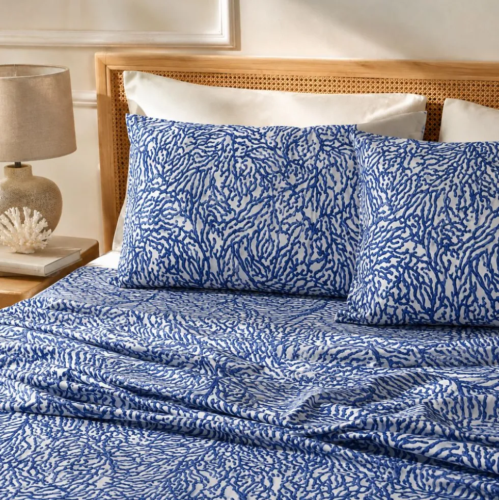 Completo Lenzuola Mersin coralli blu singolo