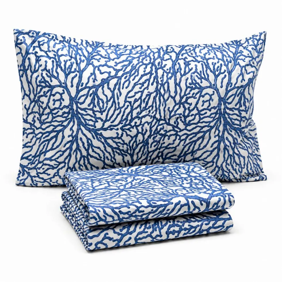 Completo Lenzuola Mersin coralli blu singolo