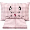 Completo Lenzuola Miao quadretti rosa Singolo