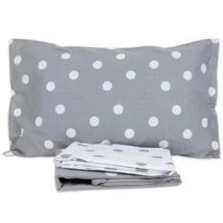 Completo Lenzuola Milk Pois Grigio Matrimoniale