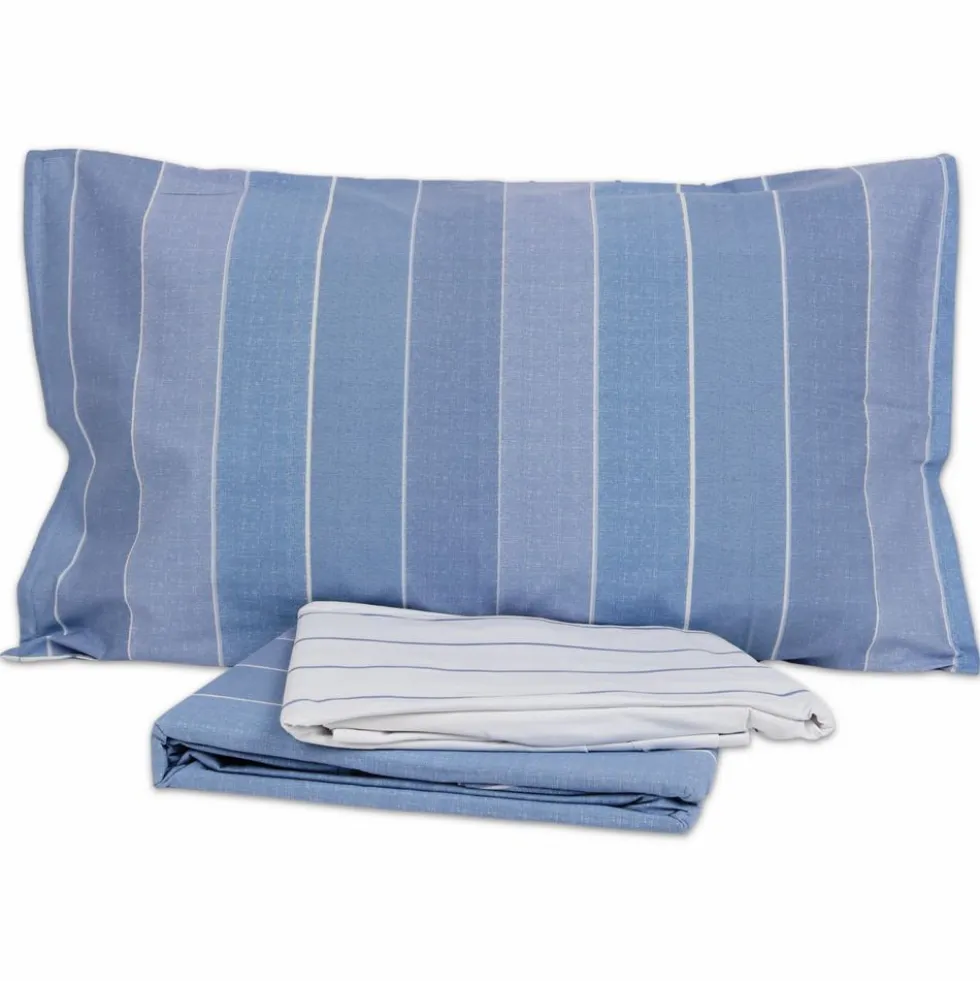 Completo Lenzuola Milk Riga Blu Matrimoniale