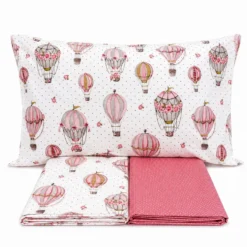 Completo Lenzuola Mongolfiere rosa singolo