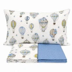 Completo Lenzuola Mongolfiere azzurro matrimoniale