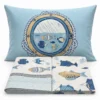 Completo Lenzuola Oceano Bianco Azzurro Singolo
