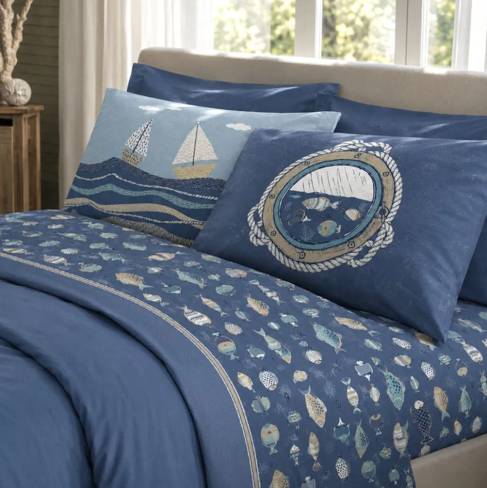 Completo Lenzuola Oceano Blu Singolo