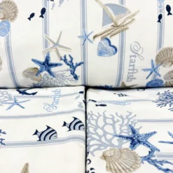 Completo Lenzuola Oceano rigato blu bianco piazza e mezzo