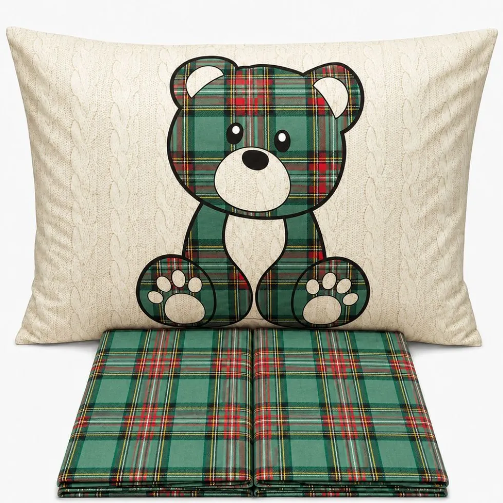 Completo Lenzuola Orsetto Kilt Verde Singolo