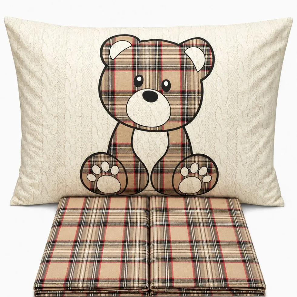 Completo Lenzuola Orsetto Kilt Tortora Piazza e mezzo