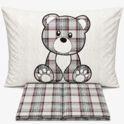 Completo Lenzuola Orsetto Kilt Grigio Piazza e mezzo