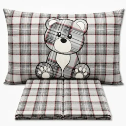 Completo Lenzuola Orsetto Kilt Grigio Piazza e mezzo