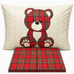 Completo Lenzuola Orsetto Kilt Rosso Piazza e mezzo