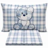 Completo Lenzuola Orsetto tartan azzurro Singolo