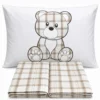 Completo Lenzuola Orsetto tartan Tortora Singolo
