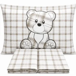 Completo Lenzuola Orsetto tartan Tortora Singolo