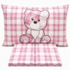 Completo Lenzuola Orsetto tartan Rosa Piazza e mezzo