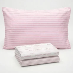Completo Lenzuola Percalle Fiocco Rosa Matrimoniale