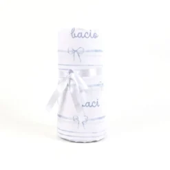 Completo Lenzuola Percalle Fiocco azzurro Matrimoniale