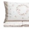 Completo Lenzuola Percalle Venezia Marsiglia Fiori Tortora Matrimoniale