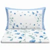 Completo Lenzuola Percalle Venezia Petali azzurri matrimoniale