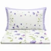 Completo Lenzuola Percalle Venezia Petali Viola matrimoniale