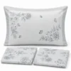 Completo Lenzuola Percalle Venezia Praga Rose Grigio matrimoniale
