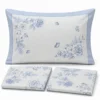 Completo Lenzuola Percalle Venezia Praga Rose Azzurro matrimoniale