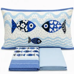 Completo Lenzuola Pesciolini blu Singolo