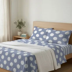 Completo Lenzuola Pois Grosso Azzurro Singolo