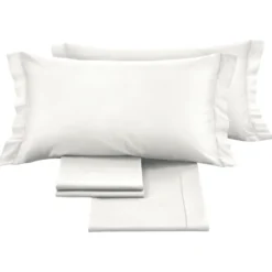 Completo Lenzuola Raso Bianco matrimoniale
