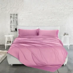 Completo Lenzuola Raso Rosa malva matrimoniale