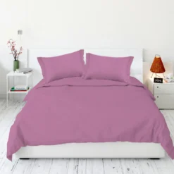 Completo Lenzuola Raso Rosa malva matrimoniale