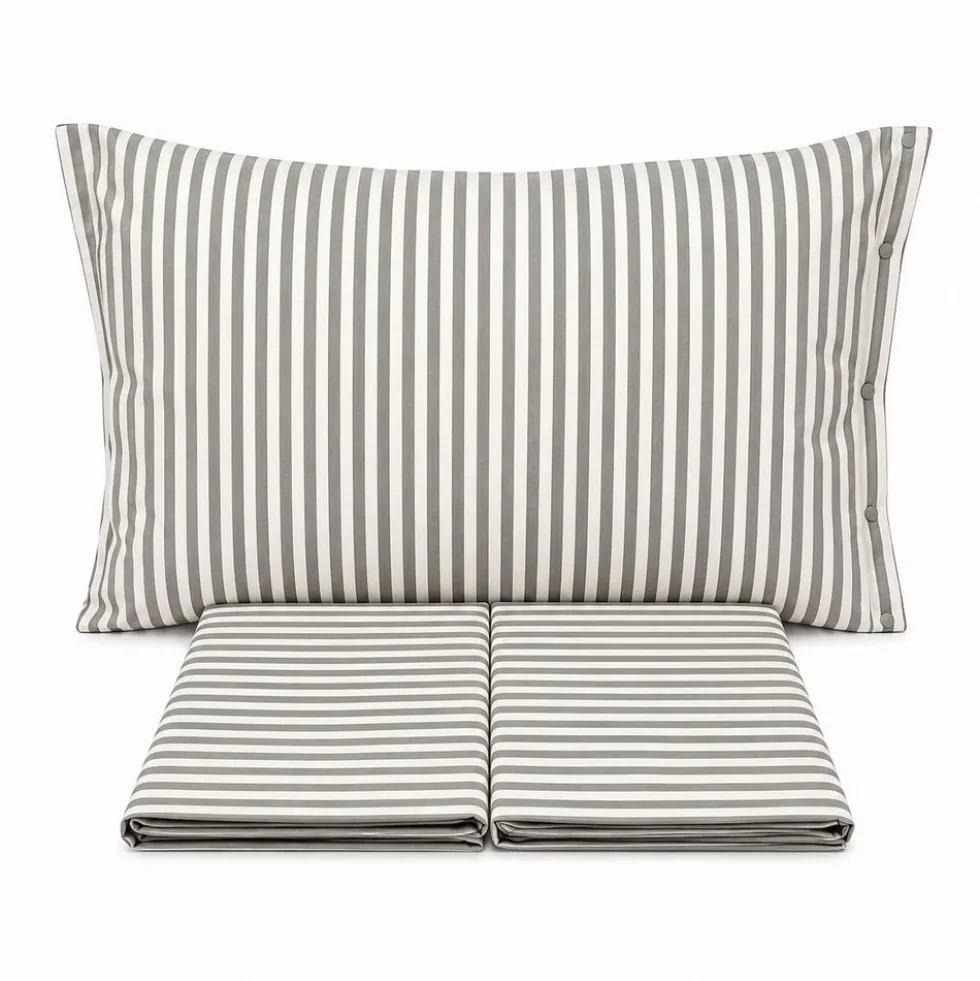Completo Lenzuola Riga bastoncino grigio matrimoniale