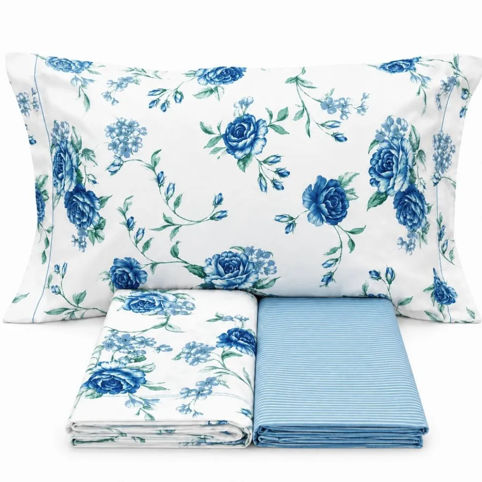 Completo Lenzuola Sanderson azzurro Piazza e mezzo