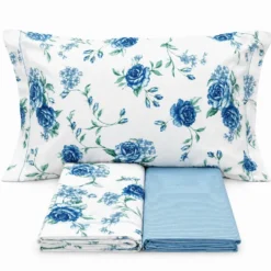 Completo Lenzuola Sanderson azzurro Matrimoniale