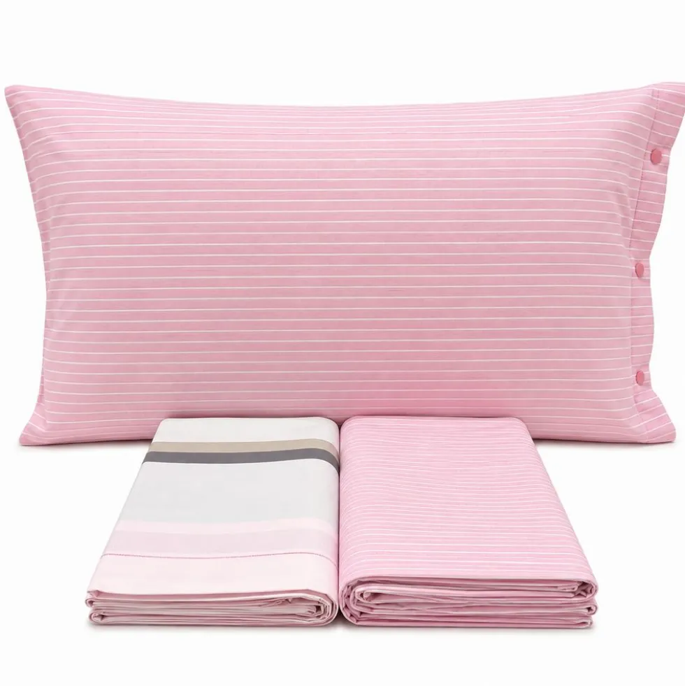 Completo Lenzuola scia rigato rosa Singolo