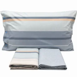 Completo Lenzuola scia rigato azzurro matrimoniale