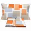 Completo Lenzuola square quadri arancio matrimoniale